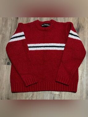 Bull Head Crewneck Sweater with Stripe Detail - Size Large